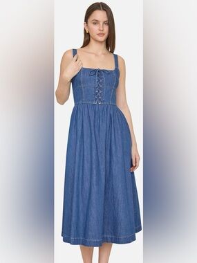 Denim Lace-Up Dress